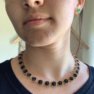 Black resin gold chain necklace